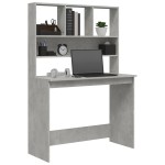 vidaXL Birou cu rafturi, gri beton, 102x45x148 cm, lemn compozit vidaXL Birou cu rafturi, gri beton, 102x45x148 cm, lemn compozit