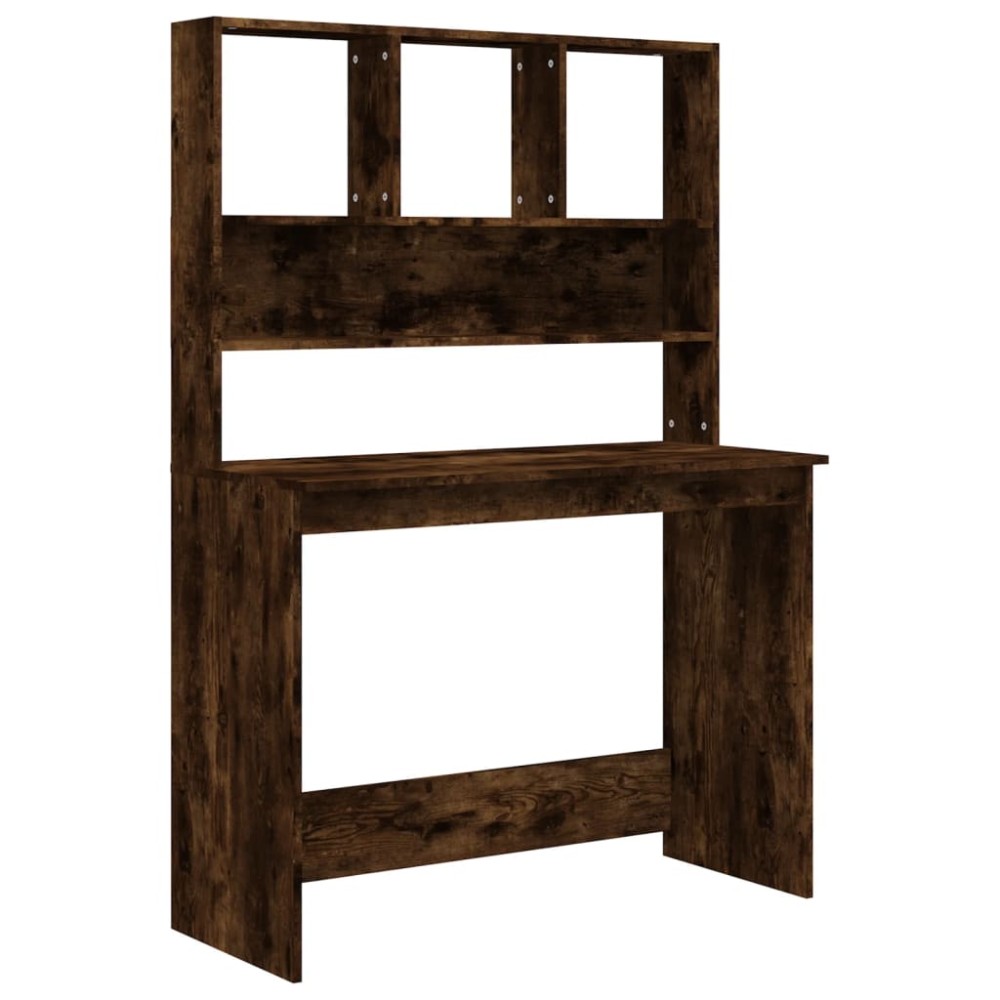 vidaXL Birou cu rafturi, stejar fumuriu, 102x45x148 cm, lemn compozit