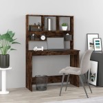 vidaXL Birou cu rafturi, stejar fumuriu, 102x45x148 cm, lemn compozit vidaXL Birou cu rafturi, stejar fumuriu, 102x45x148 cm, lemn compozit