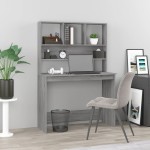 vidaXL Birou cu rafturi, gri sonoma, 102x45x148 cm, lemn compozit vidaXL Birou cu rafturi, gri sonoma, 102x45x148 cm, lemn compozit