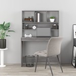 vidaXL Birou cu rafturi, gri sonoma, 102x45x148 cm, lemn compozit vidaXL Birou cu rafturi, gri sonoma, 102x45x148 cm, lemn compozit