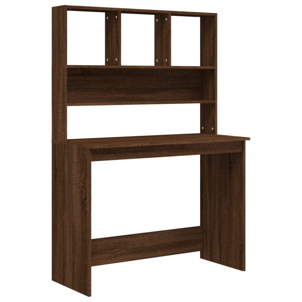 vidaXL Birou cu rafturi, stejar maro, 102x45x148 cm, lemn compozit