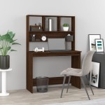 vidaXL Birou cu rafturi, stejar maro, 102x45x148 cm, lemn compozit vidaXL Birou cu rafturi, stejar maro, 102x45x148 cm, lemn compozit