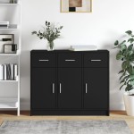 vidaXL Servantă, negru, 91x28x75 cm, lemn prelucrat vidaXL Servantă, negru, 91x28x75 cm, lemn prelucrat