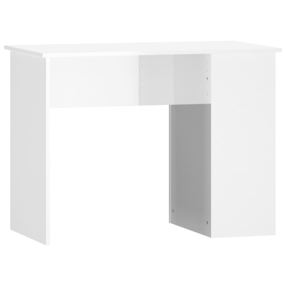 vidaXL Birou, alb extralucios, 100x55x75 cm, lemn prelucrat