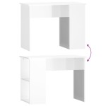 vidaXL Birou, alb extralucios, 100x55x75 cm, lemn prelucrat