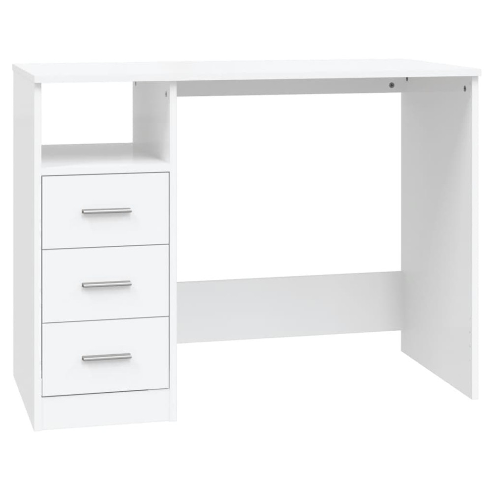 vidaXL Birou cu sertare, alb, 102x50x76 cm, lemn prelucrat
