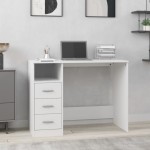 vidaXL Birou cu sertare, alb, 102x50x76 cm, lemn prelucrat vidaXL Birou cu sertare, alb, 102x50x76 cm, lemn prelucrat