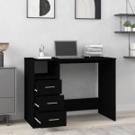 vidaXL Birou cu sertare, negru, 102x50x76 cm, lemn prelucrat vidaXL Birou cu sertare, negru, 102x50x76 cm, lemn prelucrat