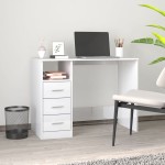 vidaXL Birou cu sertare, alb extralucios, 102x50x76 cm, lemn prelucrat vidaXL Birou cu sertare, alb extralucios, 102x50x76 cm, lemn prelucrat