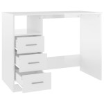 vidaXL Birou cu sertare, alb extralucios, 102x50x76 cm, lemn prelucrat vidaXL Birou cu sertare, alb extralucios, 102x50x76 cm, lemn prelucrat