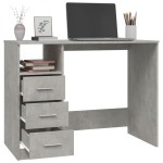 vidaXL Birou cu sertare, gri beton, 102x50x76 cm, lemn prelucrat vidaXL Birou cu sertare, gri beton, 102x50x76 cm, lemn prelucrat