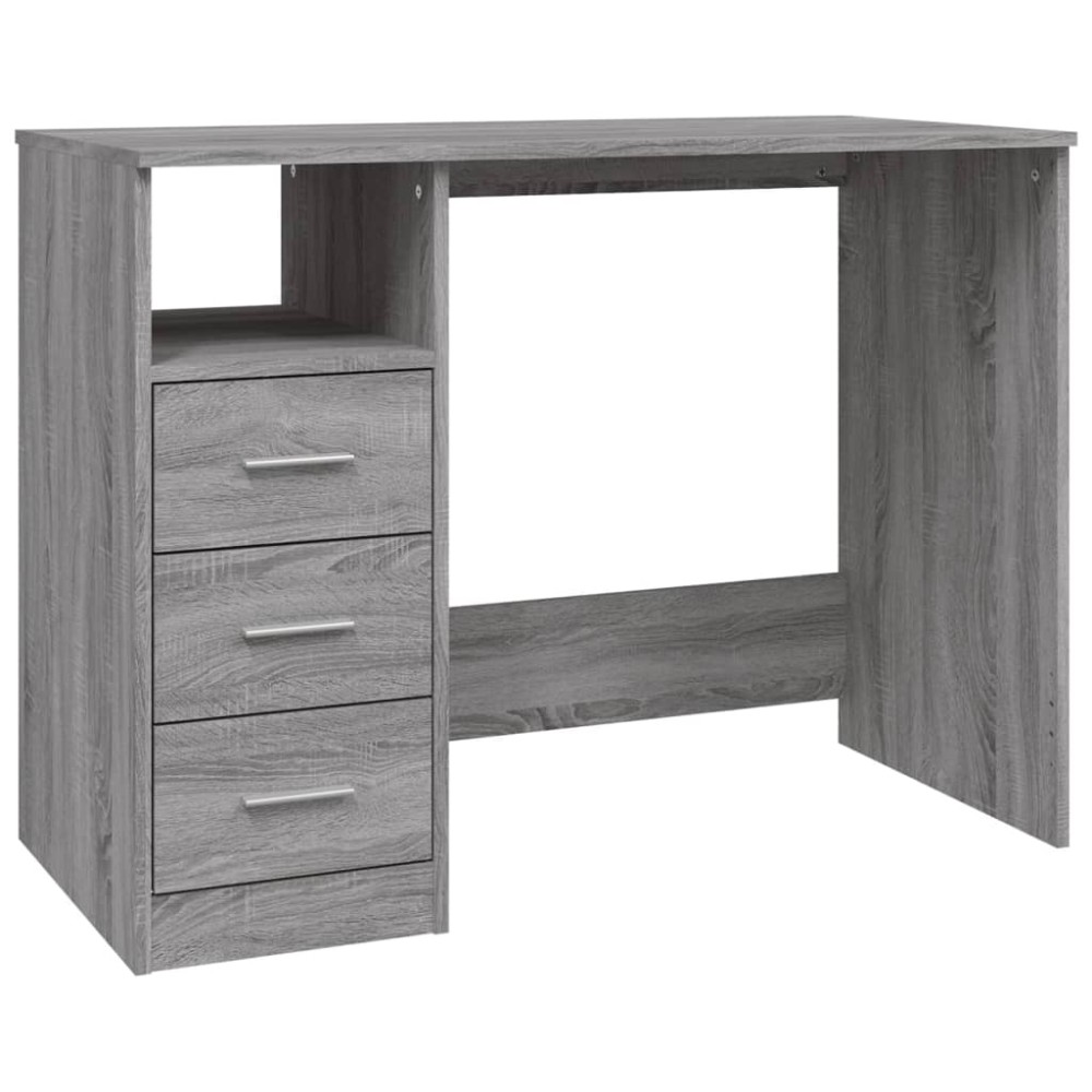 vidaXL Birou cu sertare gri sonoma 102x50x76 cm lemn prelucrat