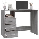 vidaXL Birou cu sertare gri sonoma 102x50x76 cm lemn prelucrat vidaXL Birou cu sertare gri sonoma 102x50x76 cm lemn prelucrat