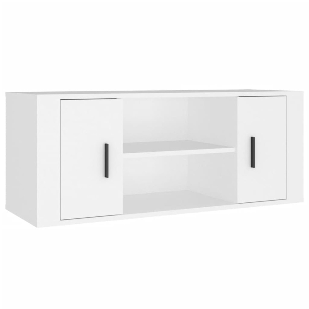 vidaXL Comodă TV, alb, 100x35x40 cm, lemn prelucrat