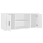 vidaXL Comodă TV, alb, 100x35x40 cm, lemn prelucrat
