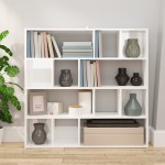 vidaXL Bibliotecă/Separator cameră, alb extralucios, 105x24x102 cm vidaXL Bibliotecă/Separator cameră, alb extralucios, 105x24x102 cm
