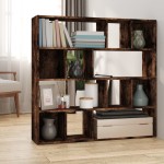 vidaXL Bibliotecă/Separator de cameră, stejar fumuriu, 105x24x102 cm vidaXL Bibliotecă/Separator de cameră, stejar fumuriu, 105x24x102 cm