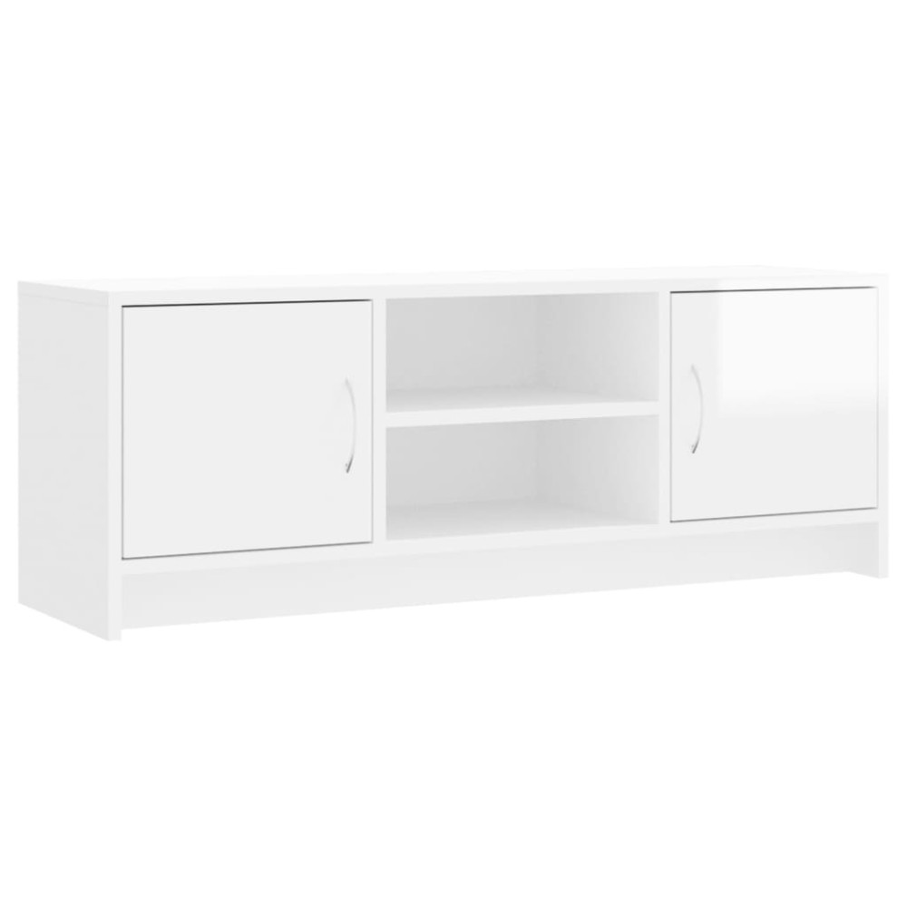 vidaXL Comodă TV, alb extralucios, 102x30x37,5 cm, lemn prelucrat