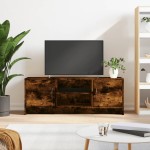 vidaXL Comodă TV, stejar afumat, 102x30x37,5 cm, lemn prelucrat vidaXL Comodă TV, stejar afumat, 102x30x37,5 cm, lemn prelucrat