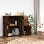 vidaXL Servantă, stejar fumuriu, 91x29,5x75 cm, lemn prelucrat