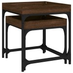 vidaXL Măsuțe laterale, 2 buc., stejar maro, lemn compozit