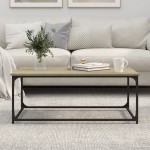vidaXL Măsuță cafea, stejar sonoma 102x50x40 cm lemn prelucrat și fier vidaXL Măsuță cafea, stejar sonoma 102x50x40 cm lemn prelucrat și fier