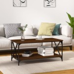 vidaXL Măsuță cafea stejar maro 100x50x45 cm lemn prelucrat și fier vidaXL Măsuță cafea stejar maro 100x50x45 cm lemn prelucrat și fier