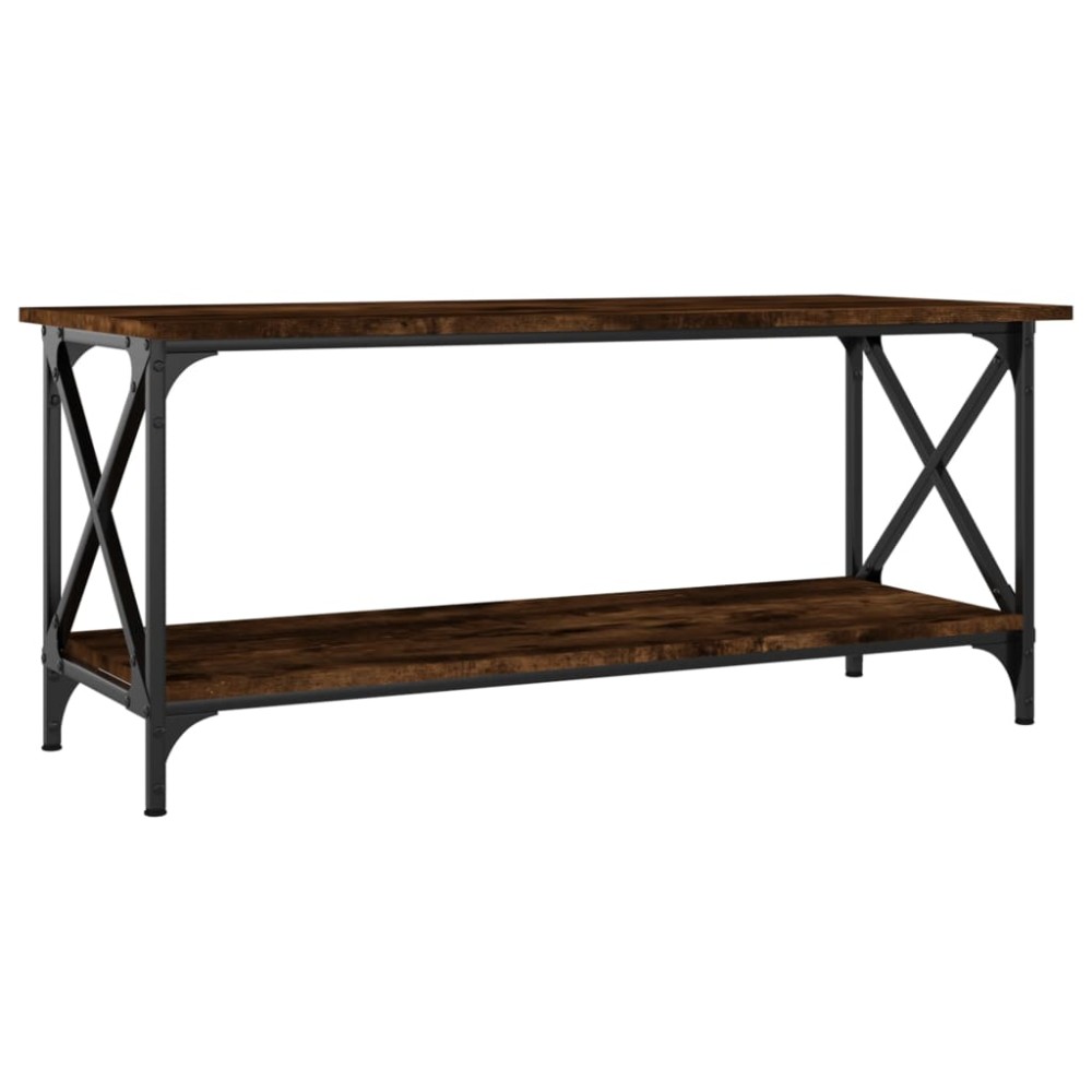 vidaXL Măsuță cafea stejar fumuriu 100x45x45 cm lemn prelucrat și fier