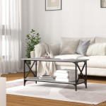 vidaXL Măsuță cafea, gri sonoma, 100x45x45 cm, lemn prelucrat și fier vidaXL Măsuță cafea, gri sonoma, 100x45x45 cm, lemn prelucrat și fier