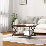 vidaXL Măsuță cafea, stejar maro, 80x50x45 cm lemn prelucrat și fier vidaXL Măsuță cafea, stejar maro, 80x50x45 cm lemn prelucrat și fier