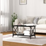 vidaXL Măsuță de cafea, negru, 80x45x45 cm, lemn prelucrat și fier vidaXL Măsuță de cafea, negru, 80x45x45 cm, lemn prelucrat și fier