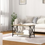 vidaXL Măsuță cafea, stejar sonoma, 80x45x45 cm lemn prelucrat și fier vidaXL Măsuță cafea, stejar sonoma, 80x45x45 cm lemn prelucrat și fier