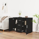vidaXL Servantă, negru, 91x29,5x65 cm, lemn prelucrat vidaXL Servantă, negru, 91x29,5x65 cm, lemn prelucrat
