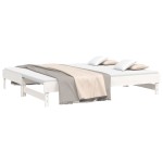 vidaXL Pat de zi extensibil, alb, 2x(100x200) cm, lemn masiv de pin
