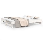 vidaXL Pat de zi extensibil, alb, 2x(90x200) cm, lemn masiv de pin