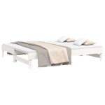 vidaXL Pat de zi extensibil, alb, 2x(90x200) cm, lemn masiv de pin