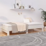 vidaXL Pat de zi extensibil, alb, 2x(90x200) cm, lemn masiv de pin