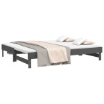 vidaXL Pat de zi extensibil, gri, 2x(90x200) cm, lemn masiv de pin
