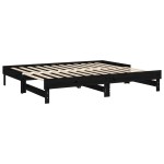 vidaXL Pat de zi extensibil, negru, 2x(90x200) cm, lemn masiv de pin