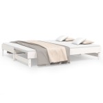 vidaXL Pat de zi extensibil, alb, 2x(80x200) cm, lemn masiv de pin