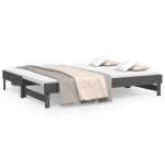 vidaXL Pat de zi extensibil, gri, 2x(80x200) cm, lemn masiv de pin