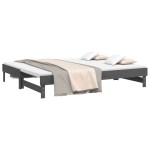 vidaXL Pat de zi extensibil, gri, 2x(80x200) cm, lemn masiv de pin
