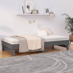 vidaXL Pat de zi extensibil, gri, 2x(80x200) cm, lemn masiv de pin