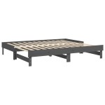 vidaXL Pat de zi extensibil, gri, 2x(80x200) cm, lemn masiv de pin