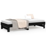 vidaXL Pat de zi extensibil, negru, 2x(80x200) cm, lemn masiv de pin