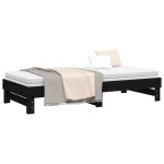 vidaXL Pat de zi extensibil, negru, 2x(80x200) cm, lemn masiv de pin