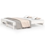 vidaXL Pat de zi extensibil, alb, 2x(90x190) cm, lemn masiv de pin