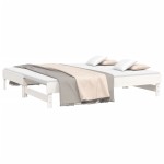 vidaXL Pat de zi extensibil, alb, 2x(90x190) cm, lemn masiv de pin