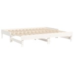 vidaXL Pat de zi extensibil, alb, 2x(90x190) cm, lemn masiv de pin